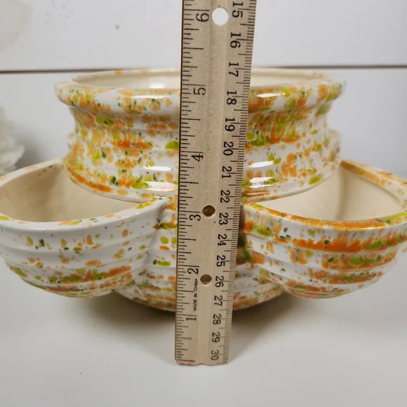 Vintage '78 Orange & Green Speckled Strawberry Pot Signed Studio Pottery Planter - Picture 12 of 12